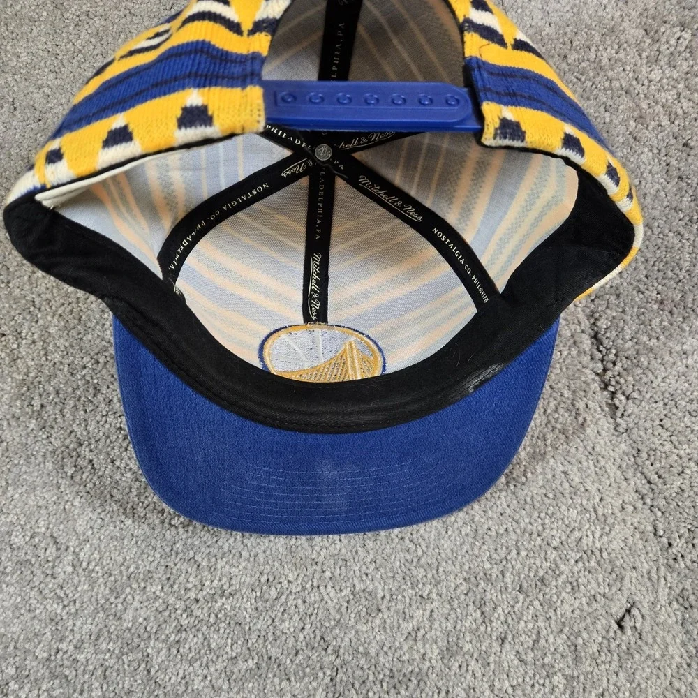 Mitchell & Ness Golden State Warriors Hat Mens OS Blue Snapback Knit Geometric